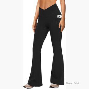High Waisted Flare Leggings with Pockets Tummy Control Yoga Pants
